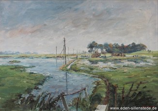 Förrisdorf, Blick über die Felder, um 1957, 67,5x48 cm, Öl auf Leinwand, Privatbesitz (WV-Nr. 478)