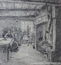 Portrait, Oma Badberg, 1930, 21x23 cm, Kohlezeichnung, Privatbesitz (WV-Nr. 1100)
