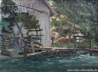 Günzberg, Wassermühle, 1957, 68,2x50,3cm, Öl auf Leinwand, Privatbesitz (WV-Nr. 1387)