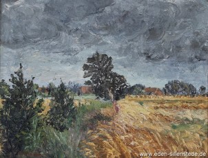 Abickenhausen, Felder, 1951, 50x38,5 cm, Öl auf Leinwand, Privatbesitz (WV-Nr. 38)