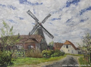 Accum, Mühle, 1974, 76x56 cm, Öl auf Leinwand, Privatbesitz (WV-Nr. 1094)