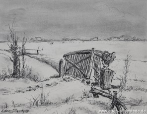 Benlefstede, Rollboom, 1960er, 19x15 cm, Kohlezeichnung, Privatbesitz (WV-Nr. 872)