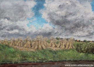 Fedderwarden, Bei Kniphausen, 1969, 70,5x50 cm, Öl auf Leinwand, Nachlass Arthur Eden (WV-Nr. 131)