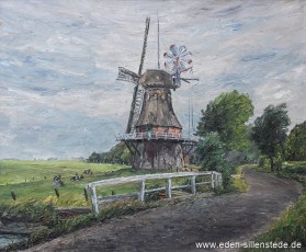 Horumersiel, Stumpenser Mühle, um 1962, 72,5x60, cm, Öl auf Leinwand, Privatbesitz (WV-Nr. 1231)