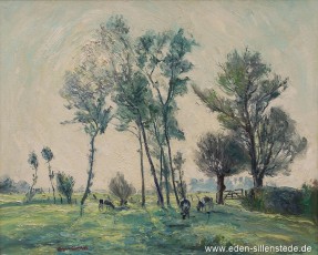 Horumersiel, Umland, Im Nordjeverland, 1940-50er, 72,5x58,5 cm, Öl auf Leinwand, Privatbesitz (WV-Nr. 947)
