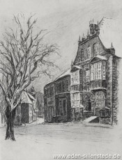 Jever, Stadt, Am Kirchplatz, Rathaus, um 1955, Kohlezeichnung, Quelle Das Rathaus zu Jever, Seite 27 (WV-Nr. 1230)