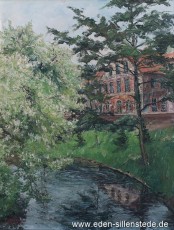 Jever, Stadt, Gasthof zur Traube, 1958, 50,3x66,3 cm, Öl auf Leinwand, Privatbesitz (WV-Nr. 1335)