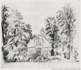 Jever, Stadt, Jürgens Dreesche, 1949, Bleistiftzeichnung, Quelle NWZ Jeversche Nachrichten 28.05.1949 (WV-Nr. 1288)