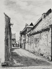 Jever, Stadt, Rösterföhr, um 1948, Kohlezeichnung, Quelle Buch Jever im Bild, gestern und heute, Seite 22 (WV-Nr. 902)