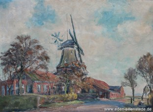 Jever, Stadt, Schlachtmühle, 1950er, 68x50,5 cm, Öl auf Leinwand, Privatbesitz (WV-Nr. 1057)