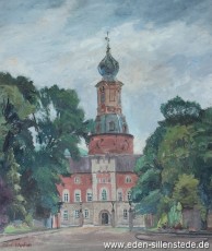 Jever, Stadt, Schloss mit Haupttor, 1940er, 38x45 cm, Tempera, Privatbesitz (WV-Nr. 1226)
