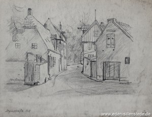 Jever, Stadt, Steinstraße-Am Wall, 1939, 27x21 cm, Bleistiftzeichnung, Nachlass Arthur Eden (WV-Nr. 182)