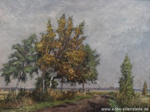 Jever, Umland, Moorlandsweg, 1960er, 80x60,5 cm, Öl auf Leinwand, Privatbesitz (WV-Nr. 24)