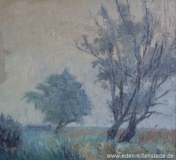 Jever, Umland, Morgenstimmung bei Jever, Stadt, 1920er, 36x32 cm, Öl auf Karton, Privatbesitz (WV-Nr. 553)