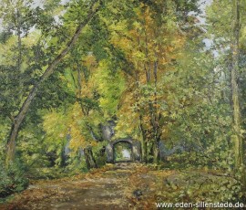 Kniphausen, Allee zur Burg, 1960er, 76x64 cm, Öl auf Leinwand, Besitz Schlossmuseum Jever (WV-Nr. 788)