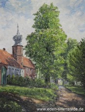 Kniphausen, Innenhof der Burg, um 1964, 52,5x68,2 cm, Öl auf Leinwand, Privatbesitz (WV-Nr. 951)