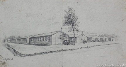 Lager, Lager A, 1945, 20x10,7 cm, Bleistift auf Papier, Nachlass Arthur Eden (WV-Nr. 407)