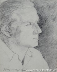Portrait, Ein Mitgefangener, 1945, 16,5x20 cm, Bleistift auf Papier, Nachlass Arthur Eden (WV-Nr. 437)