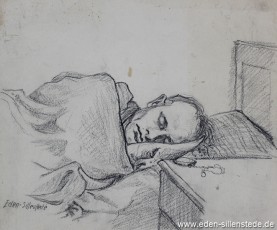 Portrait, Ein Schläfer, 1945, 25x21 cm, Bleistift auf Papier, Nachlass Arthur Eden (WV-Nr. 416)