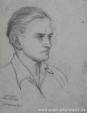 Portrait, Ein Unbekannter, 1945, 18x22 cm, Bleistift auf Papier, Nachlass Arthur Eden (WV-Nr. 420)