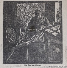 Portrait, Frau am Spinnrad, um 1933, Bleischnitt, Nachlass Arthur Eden (WV-Nr. 1303)