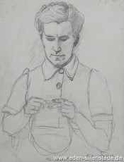 Portrait, Frau Harmina Eden, 22x29 cm, Bleistiftzeichnung, Nachlass Arthur Eden (WV-Nr. 92)