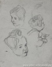 Portrait, Junges Mädchen, 1920-50er, 22x26 cm, Bleistiftzeichnung, Nachlass Arthur Eden (WV-Nr. 279)