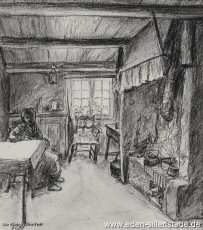 Portrait, Oma Badberg, 1930, 19x21,9 cm, Kohlezeichnung, Besitz Landkreis Friesland (WV-Nr. 587)