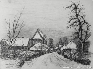 Sillenstede, Osterpiep, 1966, 43x32 cm, Kohlezeichnung, Nachlass Arthur Eden (WV-Nr. 194)