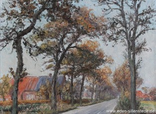Sillenstede, Umland, Landstraße nach Sillenstede, um 1963, 60x44,5 cm, Öl auf Leinwand, Privatbesitz (WV-Nr. 1007)