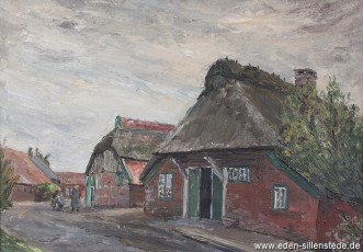 Steinhausen, Häuser, 1960er, 44x38 cm, Öl auf Leinwand, Privatbesitz (WV-Nr. 1195)