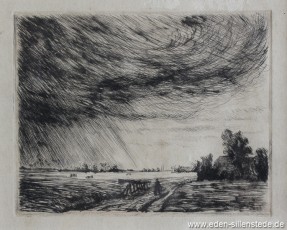 Unbekannter Ort, Landschaft, 1920er, 12,5x10 cm, Radierung, Privatbesitz (WV-Nr. 664)