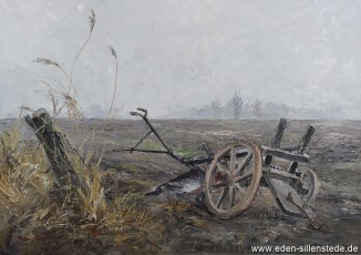 Varel, Räderpflug bei Rahling, um 1959, 74x52 cm, Öl auf Leinwand, Besitz Schlossmuseum Jever (WV-Nr. 784)