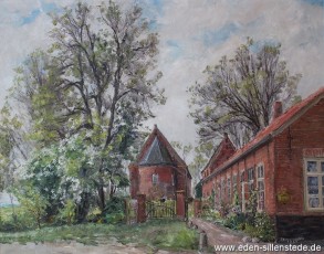 Wüppels, Kirche, 1961, 66x52 cm, Öl auf Leinwand, Privatbesitz (WV-Nr. 1105)