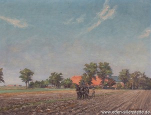 Friedrich-Augustengroden, Hof Cremer, um 1948, 60,5x46,5 cm, Öl auf Leinwand, Privatbesitz (WV-Nr. 1394)