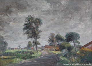 Sophiensiel, Blick aus Richtung Carolinensiel, 1960er, 70,5x50,5 cm, Privatbesitz (WV-Nr. 1318)