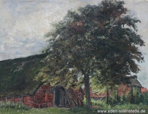 Steinhausen, Alte Rauchhäuser, um 1960, 66,4x50,3 cm, Öl auf Leinwand, Privatbesitz (WV-Nr. 1628)