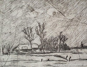 Benlefstede, Hofstelle, um 1930, Radierung, Nachlass Arthur Eden (WV-Nr. 1692)