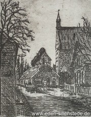 Sengwarden, Hauptstrasse, 1930, Radierung, Nachlass Arthur Eden (WV-Nr. 1691)