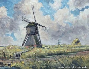 Aurich, Mühle Riepsterhammrich , 1960er, 50x63 cm, Öl auf Leinwand, Privatbesitz (WV-Nr. 1712)