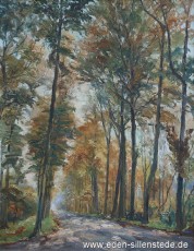 Sillenstede, Umland, Landstraße nach Jever, 1950er, 64,2x82,2 cm, Öl auf Leinwand, Privatbesitz (WV-Nr. 1780)