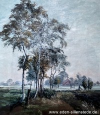 Unbekannter Ort, Birken am Feld, 1950er, Öl auf Leinwand, Verschollen (WV-Nr. 1775)1