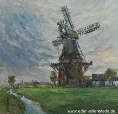 Waddewarden, Mühle, 1962, 52,5x50,5 cm, Öl auf Leinwand, Privatbesitz (WV-Nr. 1781)