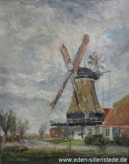 Accum, Mühle in Accum, 1950er, 40x50 cm, Öl auf Leinwand, Besitz Grundschule Glarum (WV-Nr. 506)