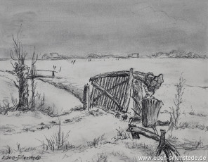 Benlefstede, Rollboom, 1960er, 19x15 cm, Kohlezeichnung, Privatbesitz (WV-Nr. 872)