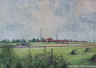 Bockhorn, Alte Ziegelei, um 1960, 78x57,5 cm, Öl auf Leinwand, Besitz Landkreis Friesland (WV-Nr. 560)