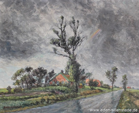 Carolinensiel, Umland, Am Deich bei Carolinensiel, 1960er, 74,3x60,5 cm, Öl auf Leinwand, Privatbesitz (WV-Nr. 1355)