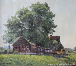 Elmendorf, Hof Diedrich Eilers, 1964, 71x61 cm, Öl auf Leinwand, Privatbesitz (WV-Nr. 1086)