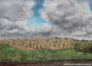 Fedderwarden, Bei Kniphausen, 1969, 70,5x50 cm, Öl auf Leinwand, Nachlass Arthur Eden (WV-Nr. 131)