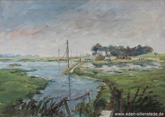 Förrisdorf, Blick über die Felder, um 1957, 67,5x48 cm, Öl auf Leinwand, Privatbesitz (WV-Nr. 478)
